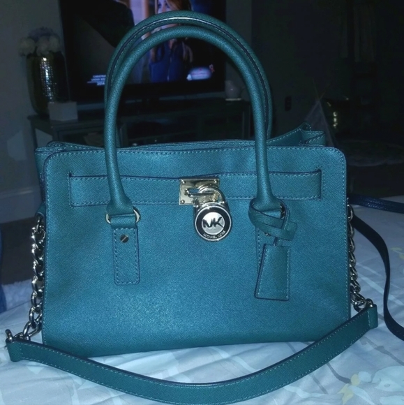 MICHAEL Michael Kors Handbags - MICHAEL KORS Hamilton GREEN AND GOLD TOTE HANDBAG